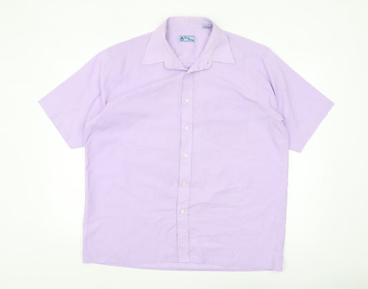 Classic Shirtings Men's Purple Short Sleeve Regular Fit Dress Shirt L