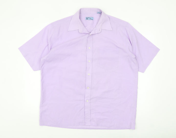 Classic Shirtings Men's Purple Short Sleeve Regular Fit Dress Shirt L
