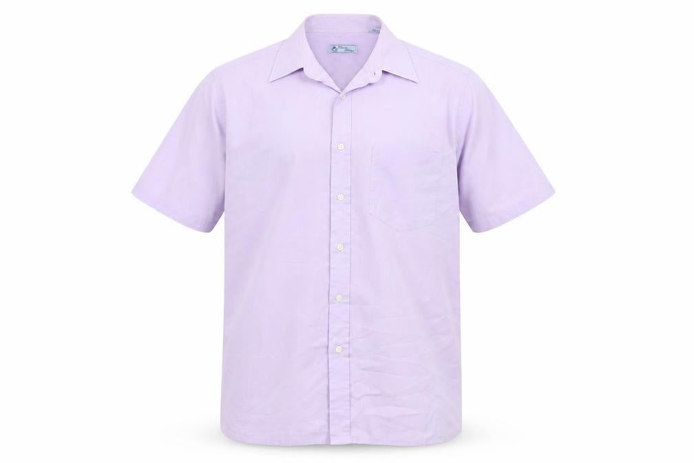 Classic Shirtings Men's Purple Short Sleeve Regular Fit Dress Shirt L