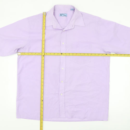 Classic Shirtings Men's Purple Short Sleeve Regular Fit Dress Shirt L