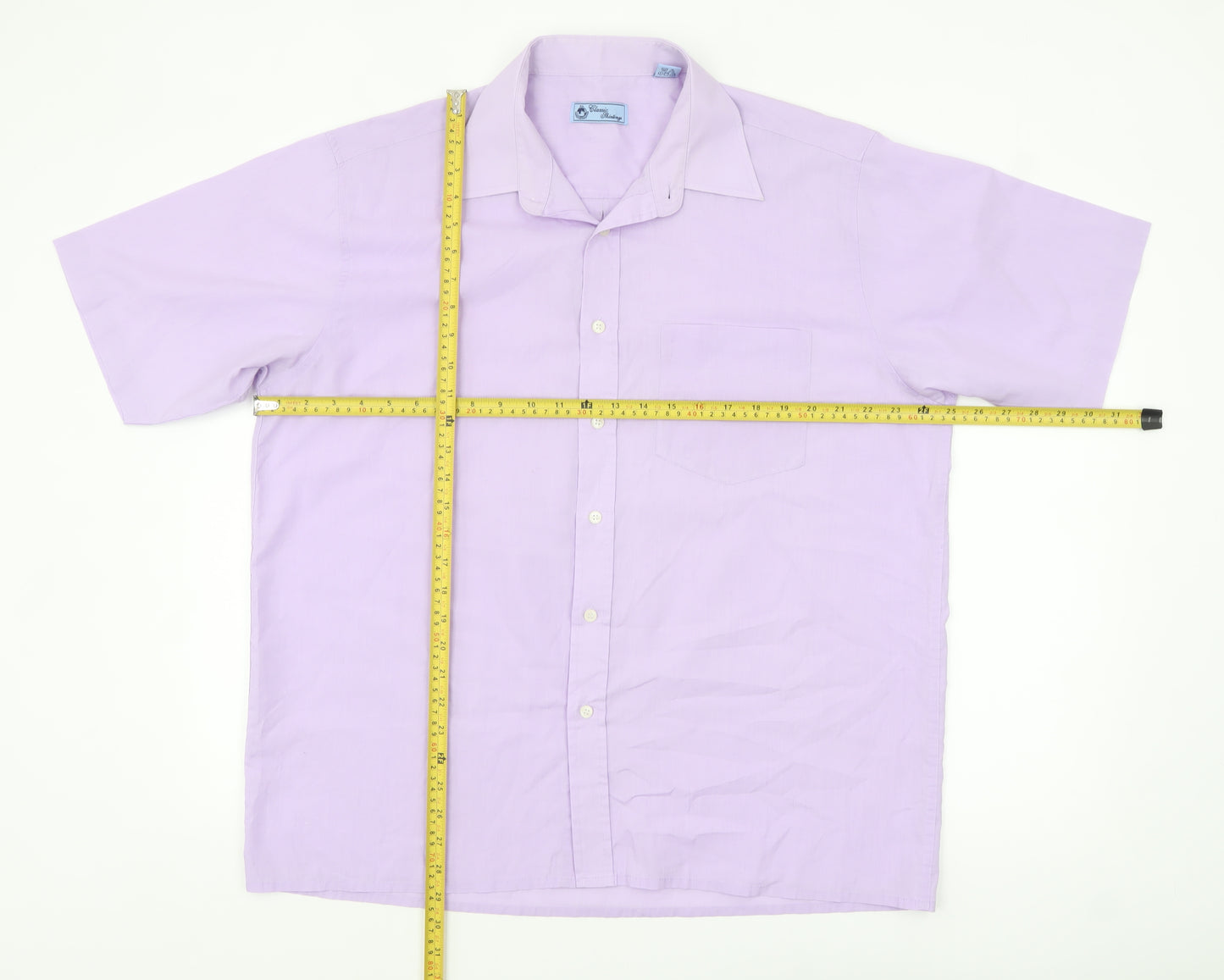 Classic Shirtings Men's Purple Short Sleeve Regular Fit Dress Shirt L