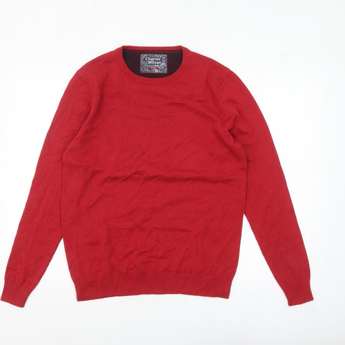 Charles Wilson Men's Red Cotton Crew Neck Pullover Jumper Medium