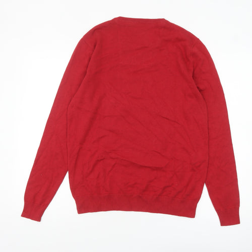 Charles Wilson Men's Red Cotton Crew Neck Pullover Jumper Medium
