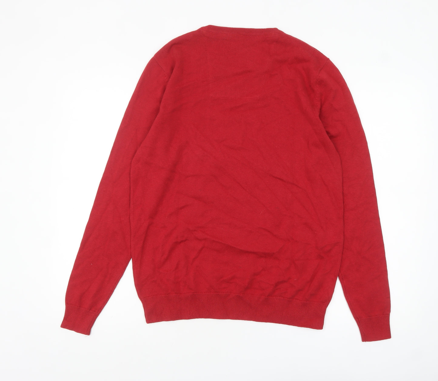 Charles Wilson Men's Red Cotton Crew Neck Pullover Jumper Medium