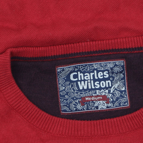 Charles Wilson Men's Red Cotton Crew Neck Pullover Jumper Medium