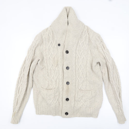 Gap Men's Beige Wool Blend Cable Knit Shawl Cardigan Size M