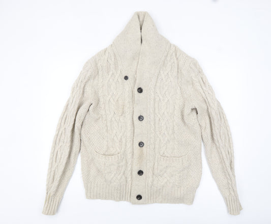 Gap Men's Beige Wool Blend Cable Knit Shawl Cardigan Size M