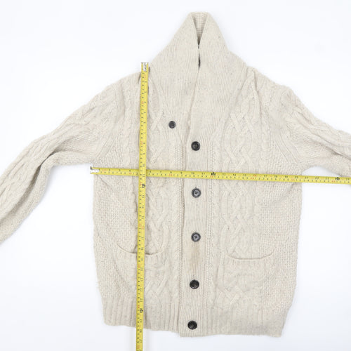 Gap Men's Beige Wool Blend Cable Knit Shawl Cardigan Size M