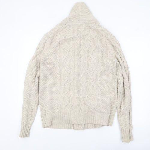 Gap Men's Beige Wool Blend Cable Knit Shawl Cardigan Size M