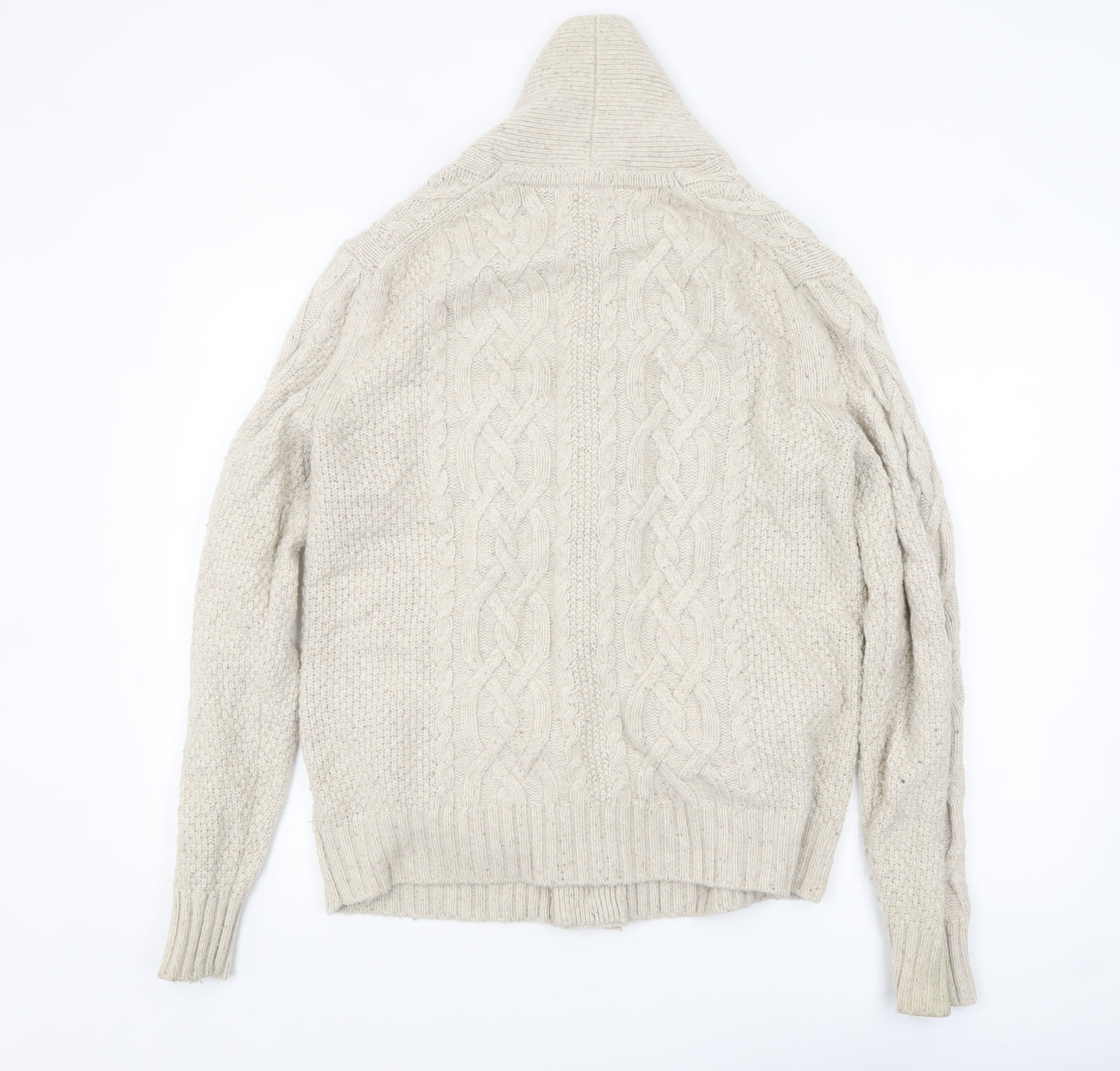 Gap Men's Beige Wool Blend Cable Knit Shawl Cardigan Size M