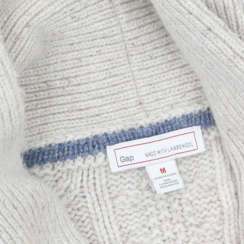 Gap Men's Beige Wool Blend Cable Knit Shawl Cardigan Size M