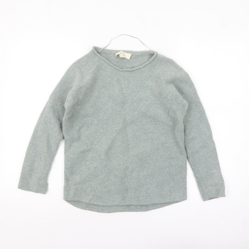 Seasalt Cornwall Women's Grey Wool Jumper Size 8 Crew Neck Knit