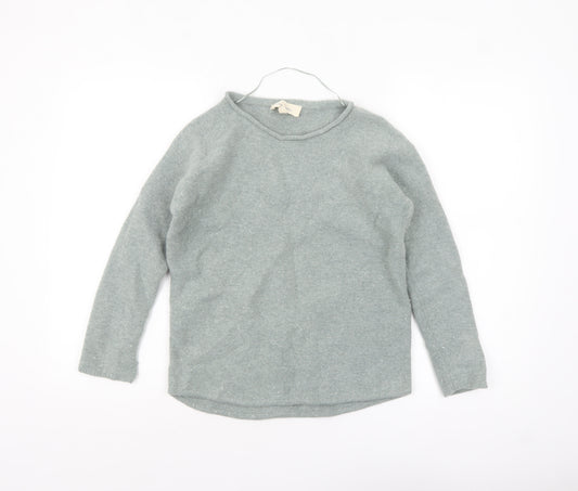 Seasalt Cornwall Women's Grey Wool Jumper Size 8 Crew Neck Knit