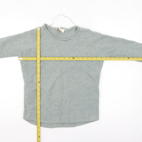 Seasalt Cornwall Women's Grey Wool Jumper Size 8 Crew Neck Knit