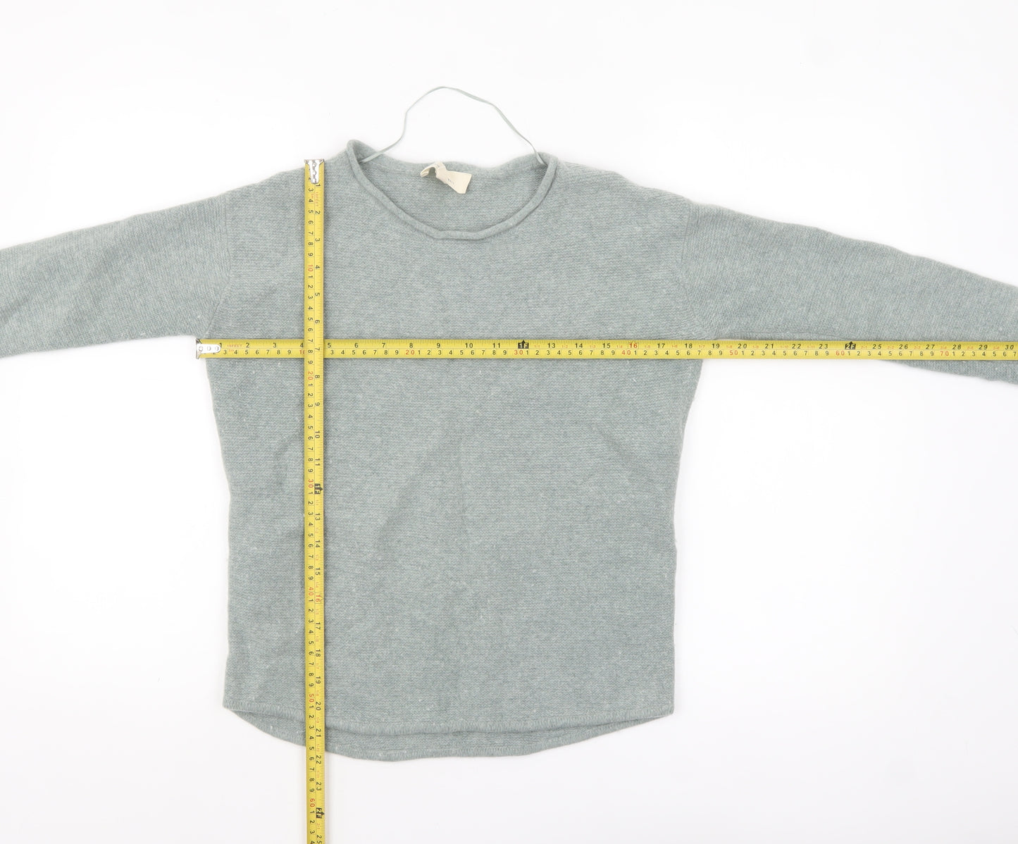 Seasalt Cornwall Women's Grey Wool Jumper Size 8 Crew Neck Knit