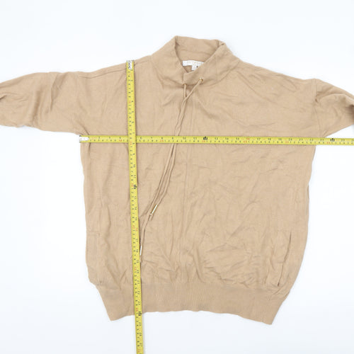 Next Women Beige Mock Neck Lambswool Blend Pullover Jumper Size 14