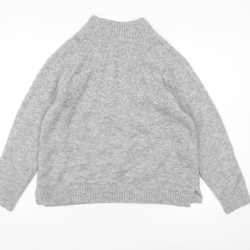 Tu Women Grey Mock Neck Cable-Knit Jumper Size 12