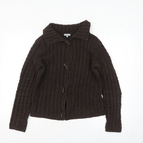 Marks and Spencer Per Una Women's Brown Collared Cable Knit Cardigan Size 12