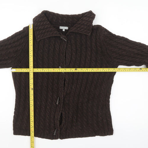 Marks and Spencer Per Una Women's Brown Collared Cable Knit Cardigan Size 12