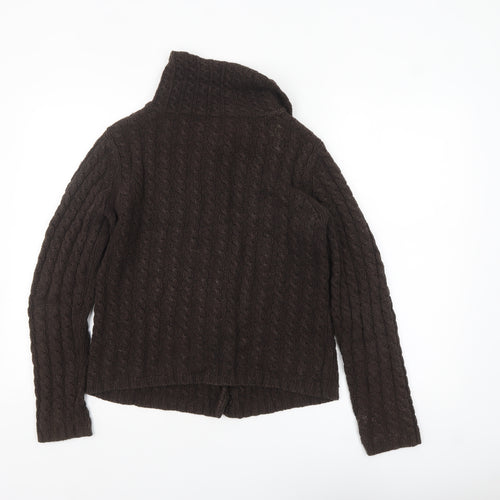 Marks and Spencer Per Una Women's Brown Collared Cable Knit Cardigan Size 12