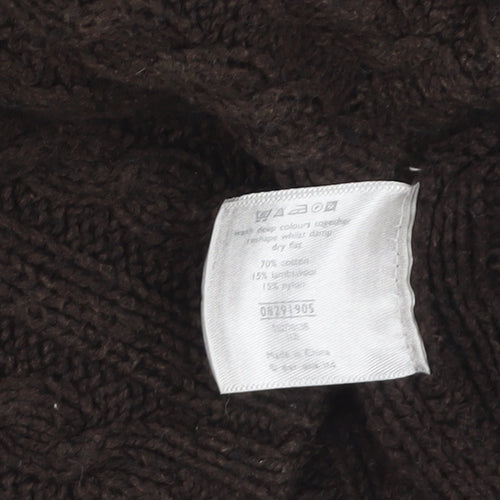 Marks and Spencer Per Una Women's Brown Collared Cable Knit Cardigan Size 12