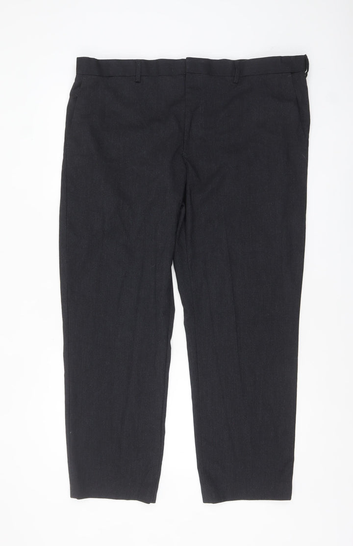 Marks and Spencer Men's Grey Regular Fit Trousers 40W 29L