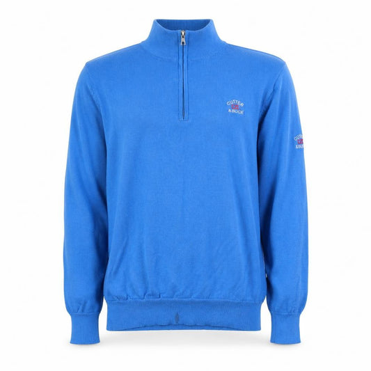 Front view of Cutter & Buck Men's Blue 1/2 Zip Basic Active Jacket M