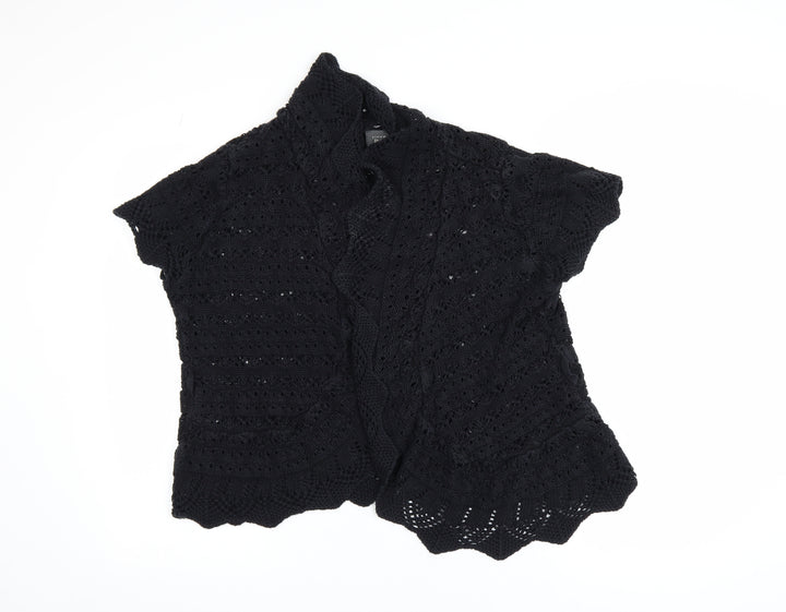 Mexx Women’s Black Crochet Open Knit Short Sleeve Cardigan 2XL