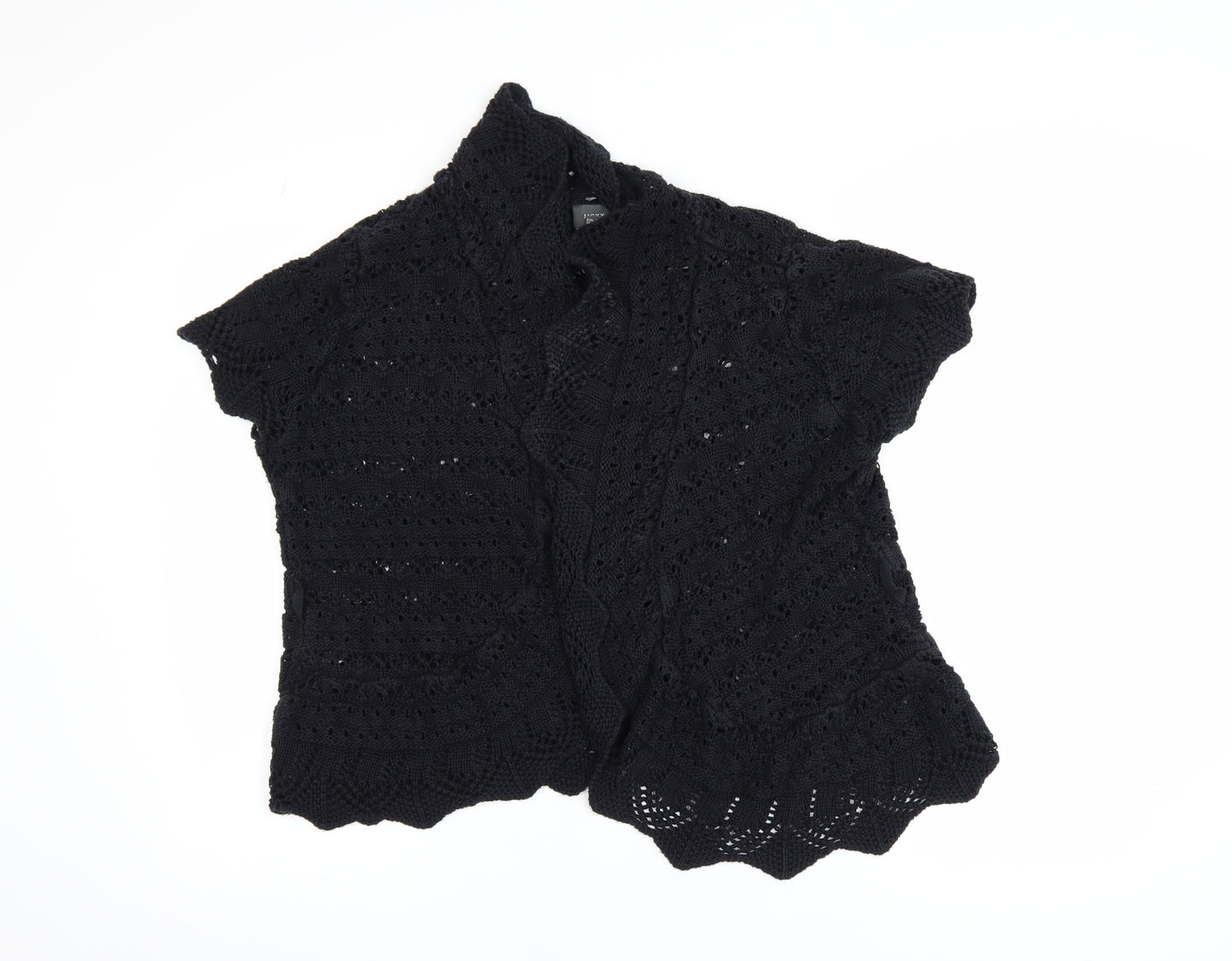 Mexx Women’s Black Crochet Open Knit Short Sleeve Cardigan 2XL