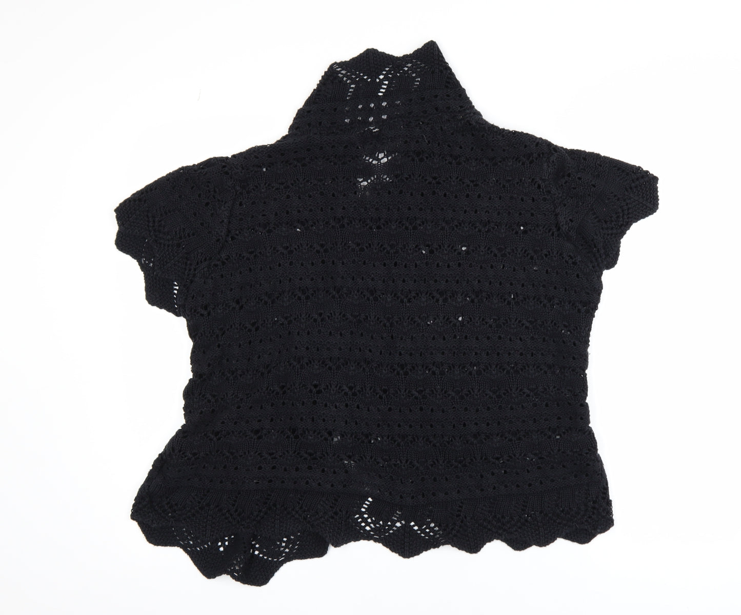 Mexx Women’s Black Crochet Open Knit Short Sleeve Cardigan 2XL