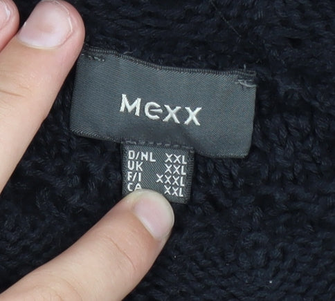 Mexx Women’s Black Crochet Open Knit Short Sleeve Cardigan 2XL