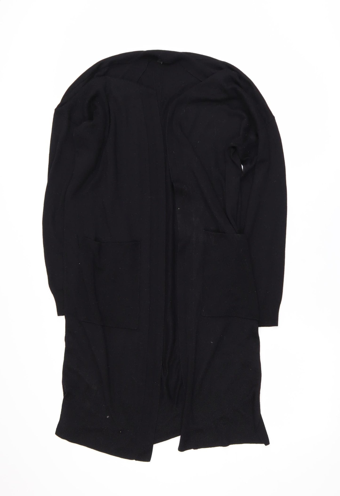 Next Women's Black Longline Open Front Knit Cardigan Size 12