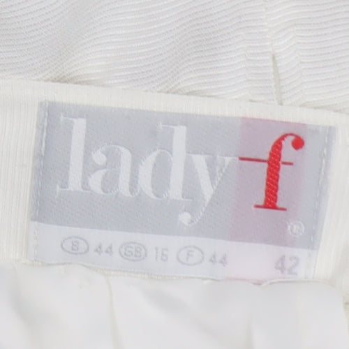 lady-f Women's White Knee Length Pencil Skirt Size 16 Viscose Blend