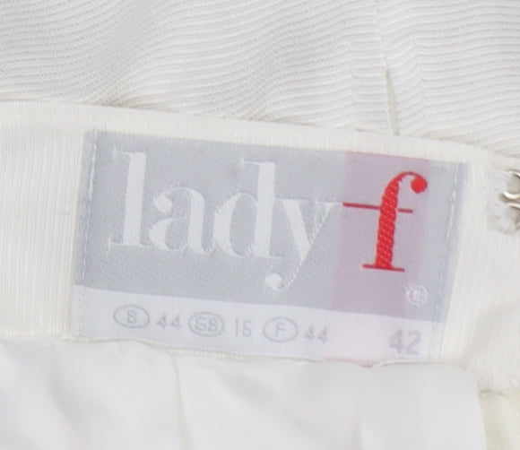 lady-f Women's White Knee Length Pencil Skirt Size 16 Viscose Blend