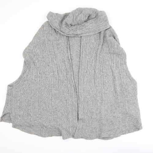 Avoca Women Grey Wool Blend Sleeveless Cable Knit Cardigan S