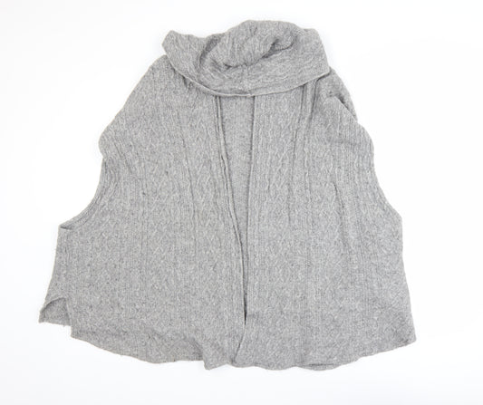 Avoca Women Grey Wool Blend Sleeveless Cable Knit Cardigan S