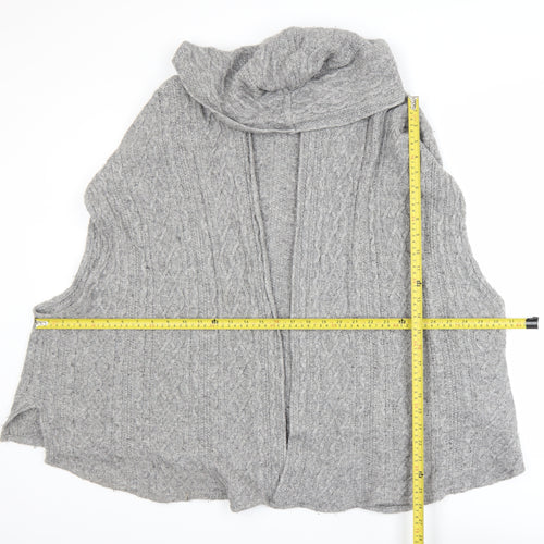 Avoca Women Grey Wool Blend Sleeveless Cable Knit Cardigan S