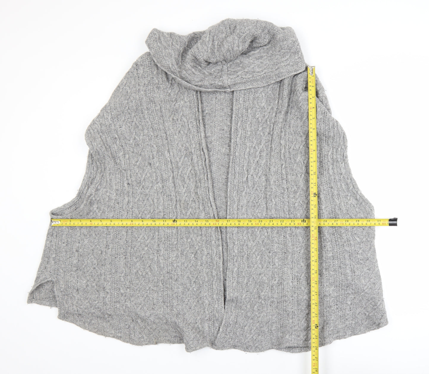 Avoca Women Grey Wool Blend Sleeveless Cable Knit Cardigan S