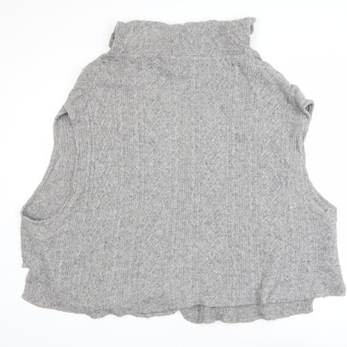 Avoca Women Grey Wool Blend Sleeveless Cable Knit Cardigan S