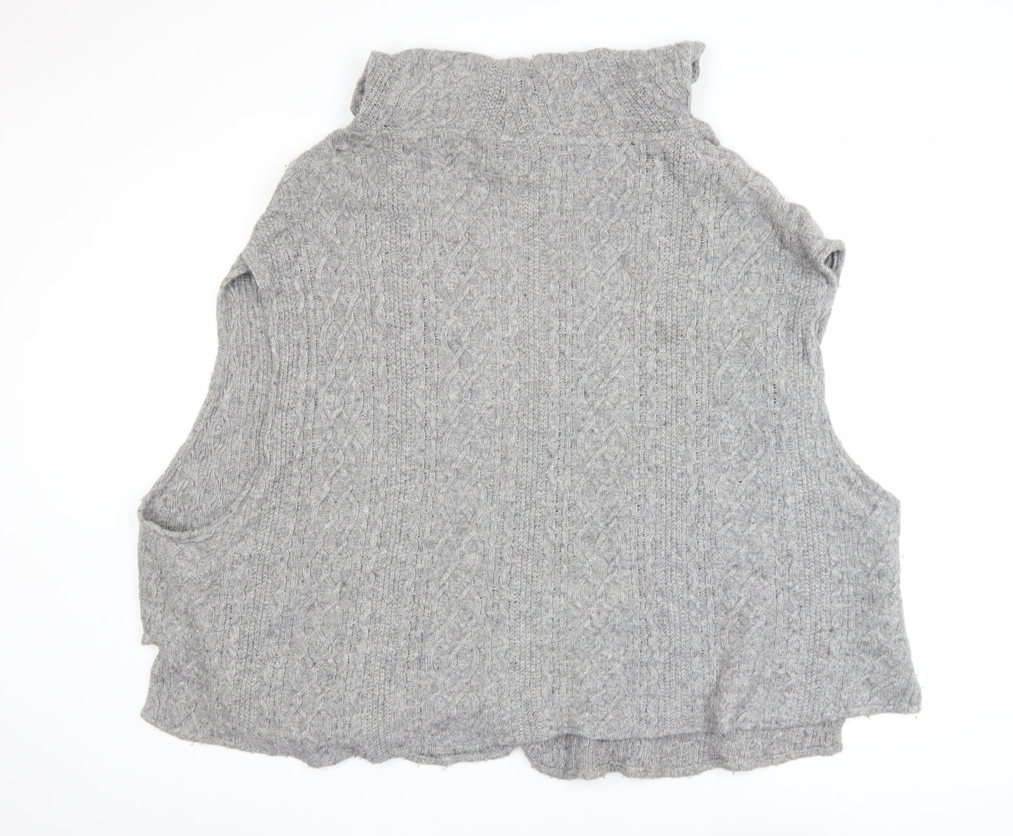 Avoca Women Grey Wool Blend Sleeveless Cable Knit Cardigan S