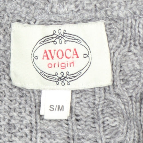 Avoca Women Grey Wool Blend Sleeveless Cable Knit Cardigan S