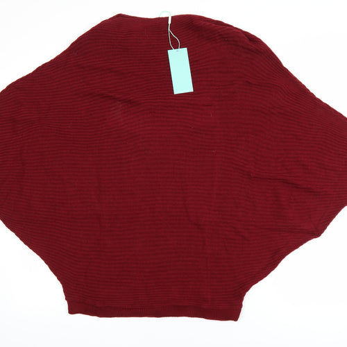 Aftershock London Women Burgundy Batwing Acrylic Jumper One Size