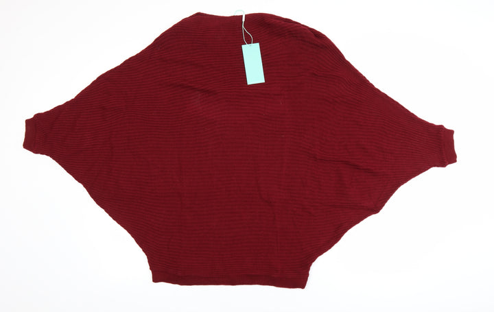 Aftershock London Women Burgundy Batwing Acrylic Jumper One Size