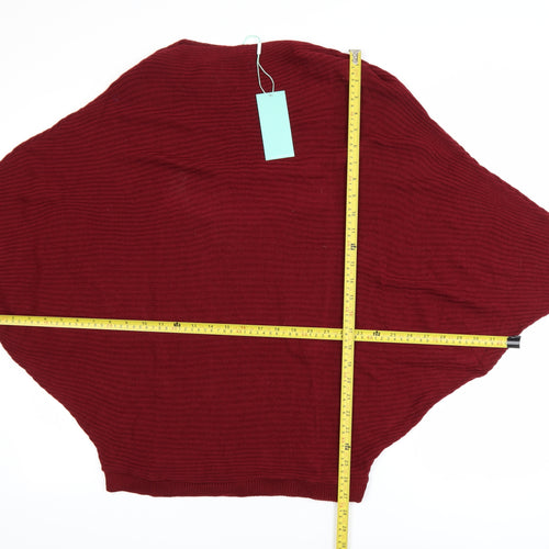 Aftershock London Women Burgundy Batwing Acrylic Jumper One Size
