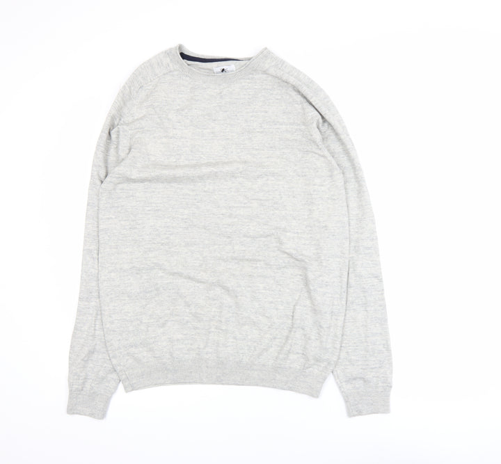 Next Men's Grey Cotton Blend Crew Neck Pullover Sweatshirt Medium