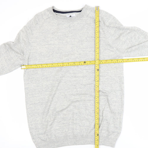 Next Men's Grey Cotton Blend Crew Neck Pullover Sweatshirt Medium
