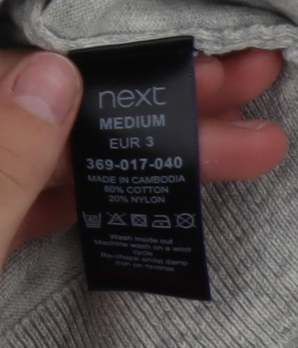 Next Men's Grey Cotton Blend Crew Neck Pullover Sweatshirt Medium
