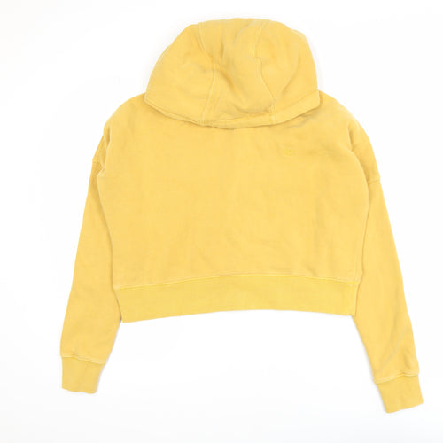 Superdry Womens Yellow Pullover Hoodie UK 8 Cotton Blend Lined Adventurewear