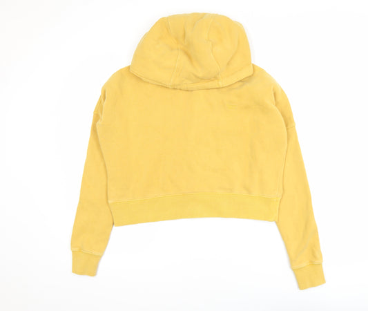 Superdry Womens Yellow Pullover Hoodie UK 8 Cotton Blend Lined Adventurewear