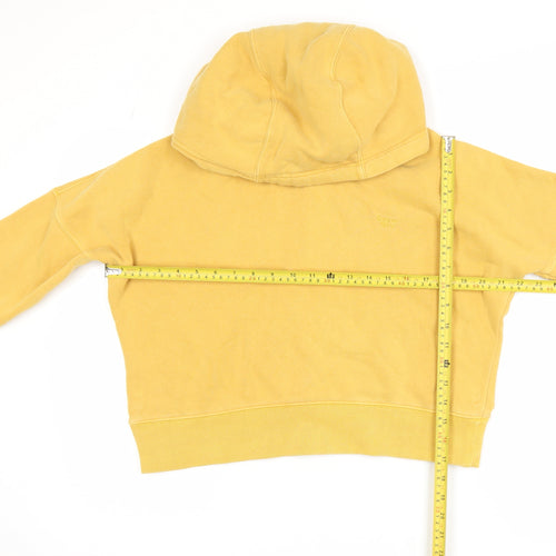 Superdry Womens Yellow Pullover Hoodie UK 8 Cotton Blend Lined Adventurewear